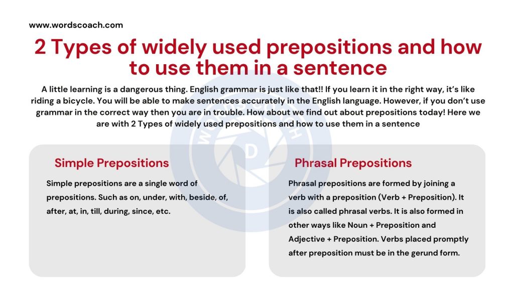 2 Types of widely used prepositions and how to use them in a sentence - wordscoach.com