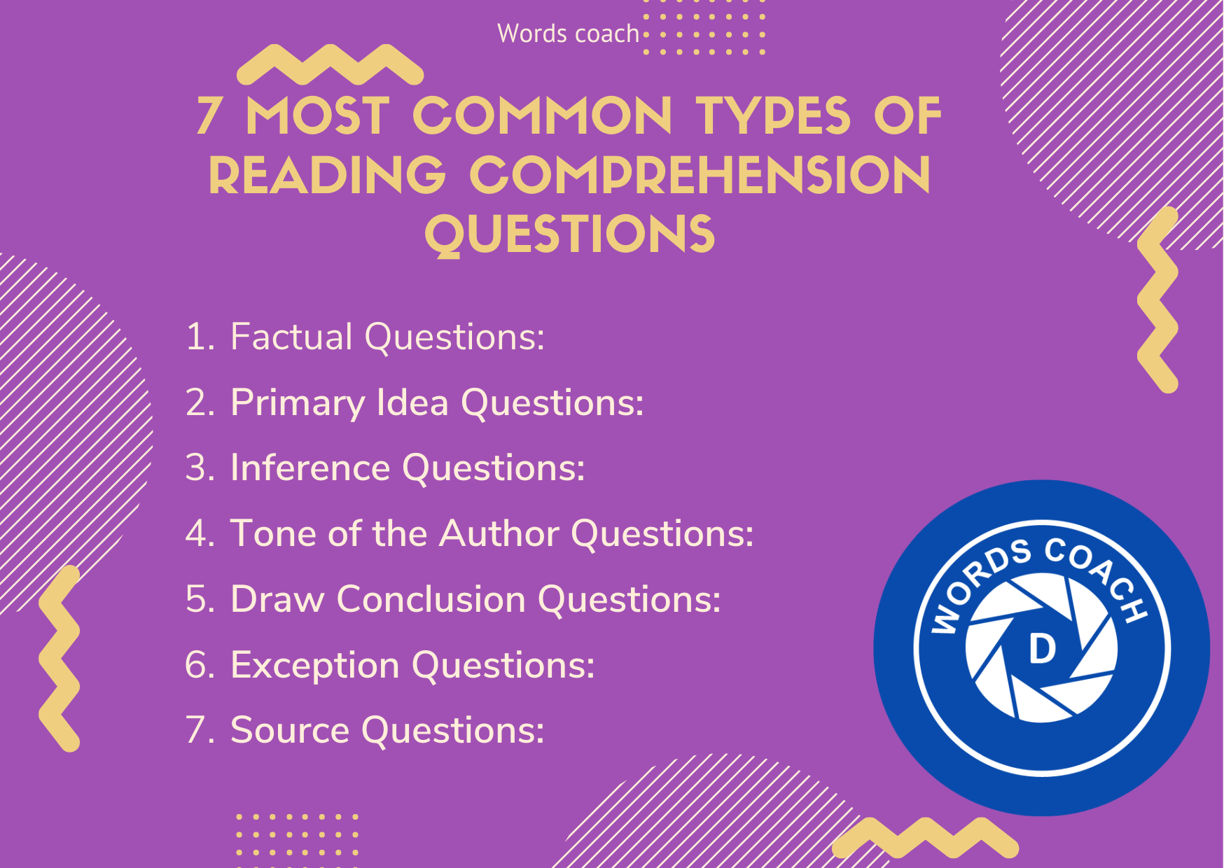7 most common types of Reading Comprehension questions