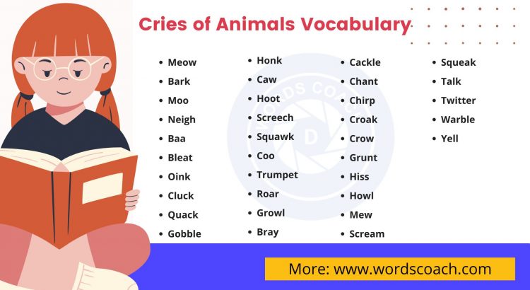 Cries of Animals Vocabulary - wordscoach.com