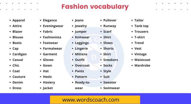 Fashion vocabulary - wordscoach.com