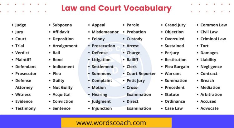 Law and Court vocabulary - wordscoach.com