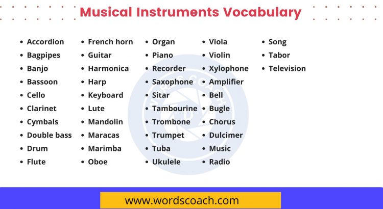 Musical Instruments Vocabulary - wordscoach.com