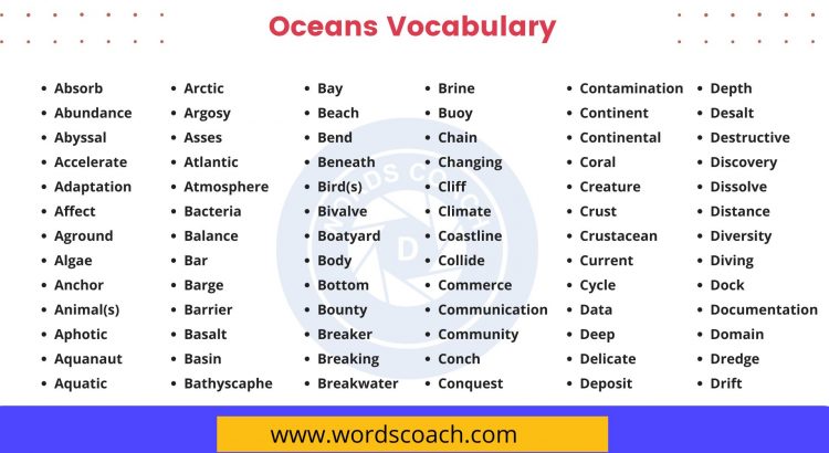 Oceans Vocabulary - wordscoach.com