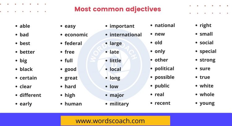 Most common adjectives - wordscoach.com