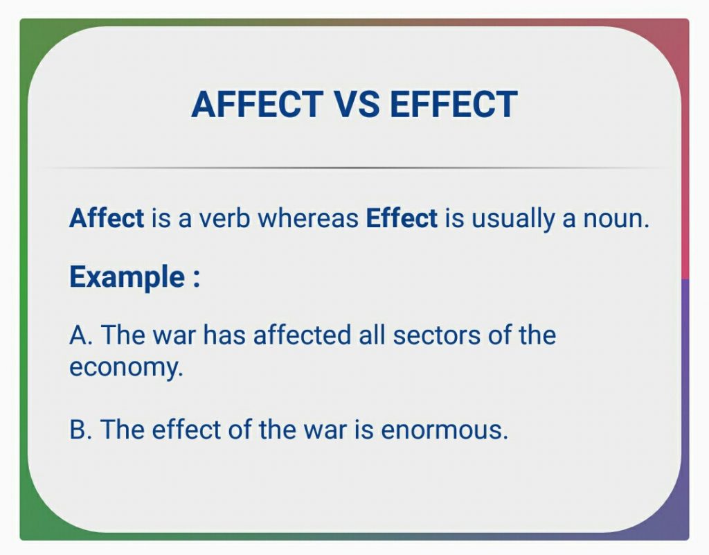 Affect Vs. Effect