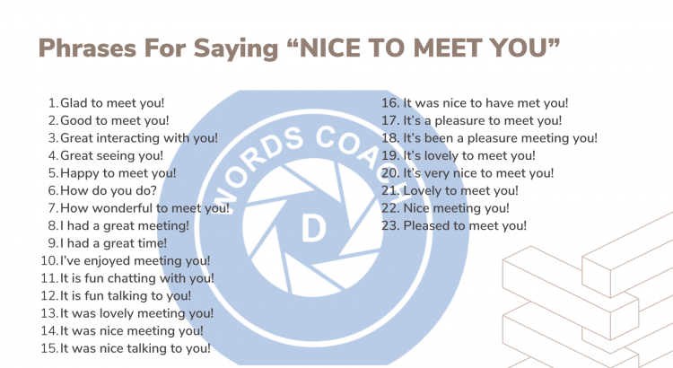 Ways to say “NICE TO MEET YOU” in English
