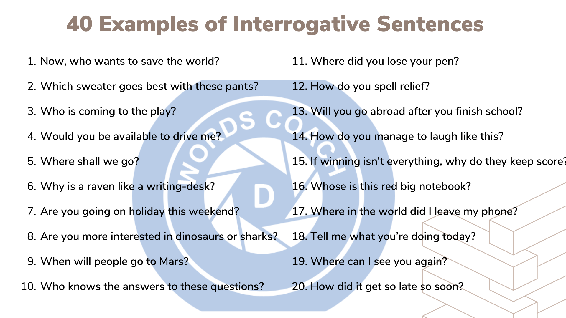 Interrogative. Interrogative pronouns. Interrogative sentences to be. English Tenses Table with examples.
