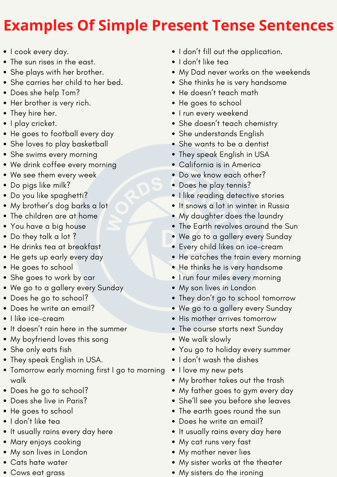 12 Tenses and Example Sentences in English Grammar Tense Example Simple  Present I play basketball every week. …