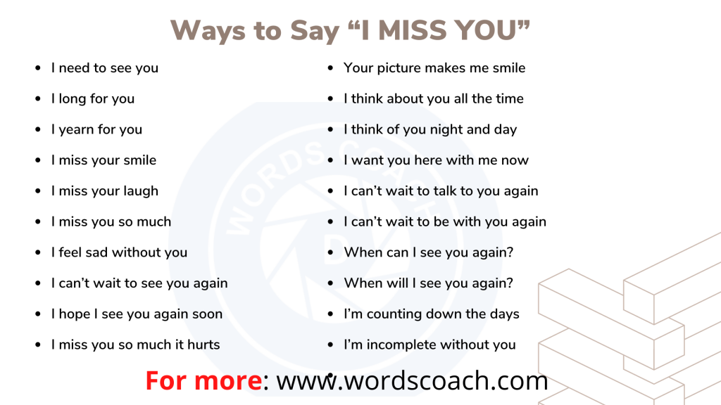 Another Ways To Say I Miss You In English Word Coach