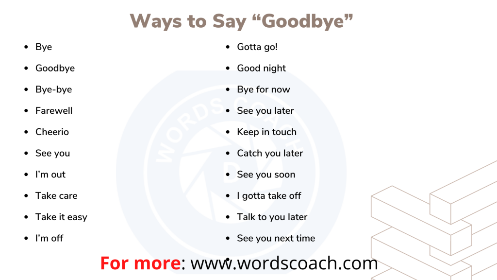 Ways to Say “Goodbye”