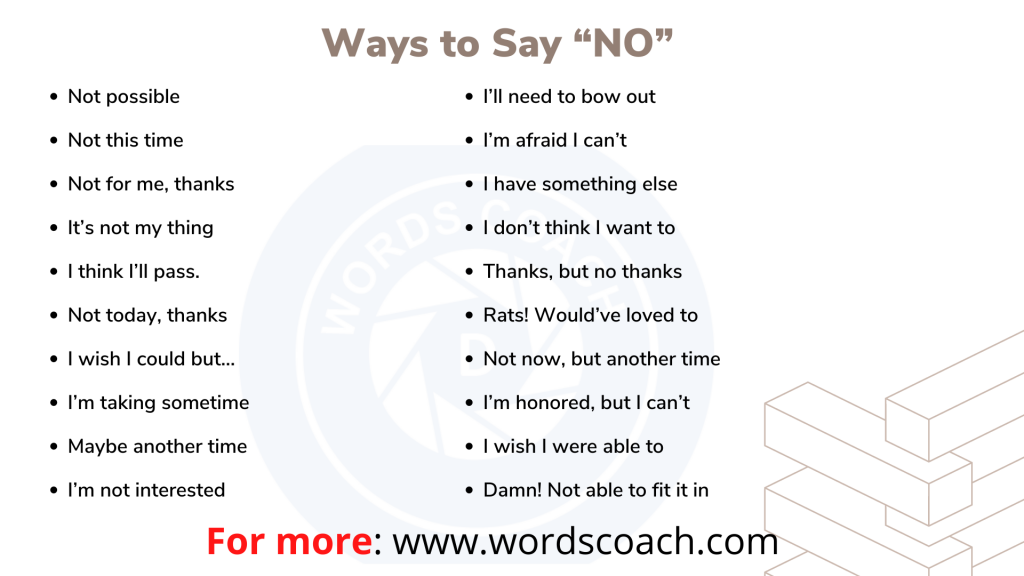 Ways to Say “NO”