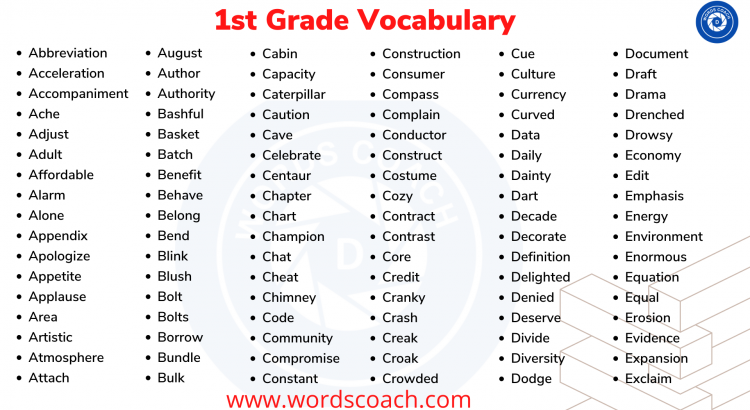 1st Grade Vocabulary - wordscoach.com