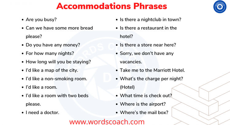 Accommodations Phrases - wordscoach.com