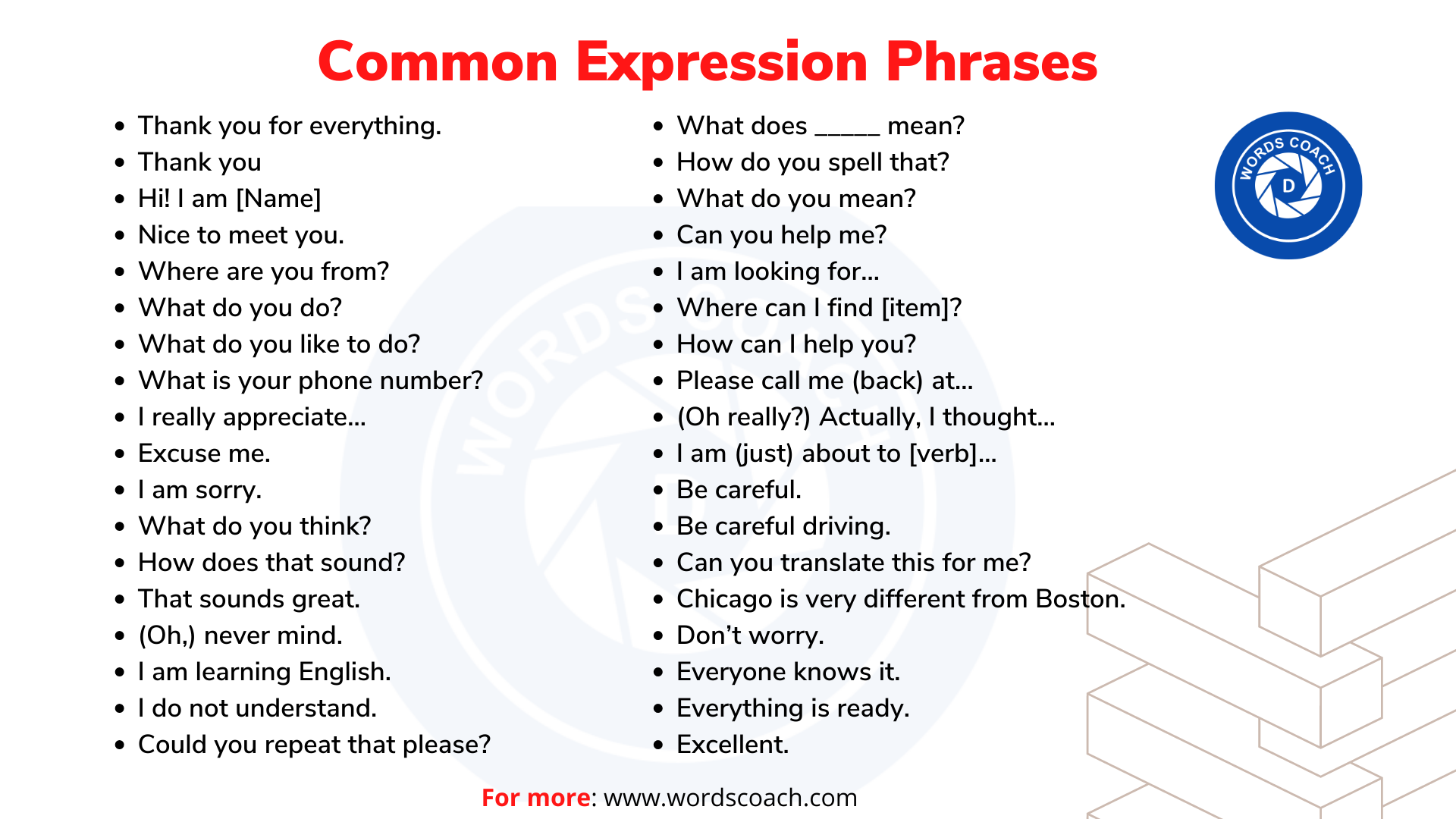 Common Expression Phrases