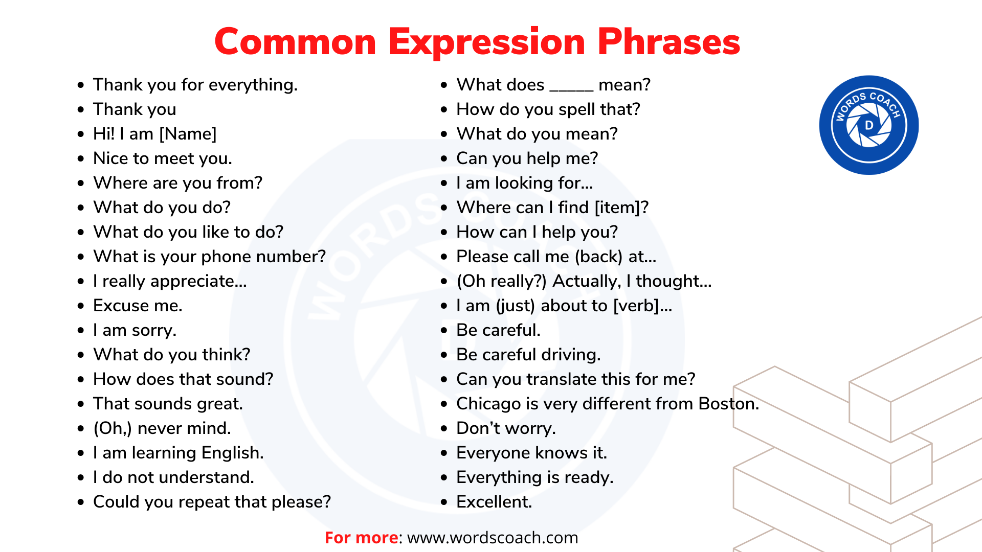 Common Expression Phrases - wordscoach.com