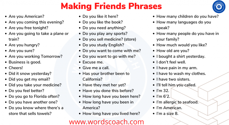 Making Friends Phrases - wordscoach.com