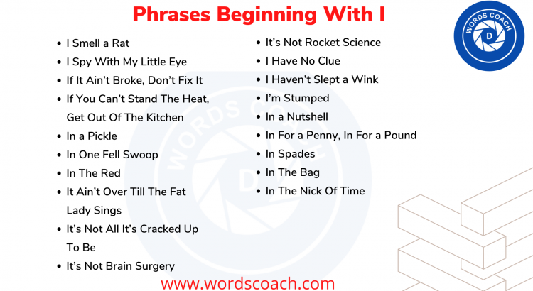 Phrases Beginning With I