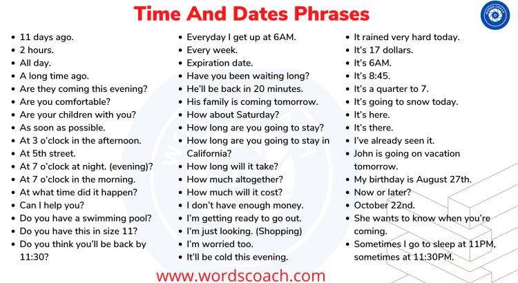 Time And Dates Phrases