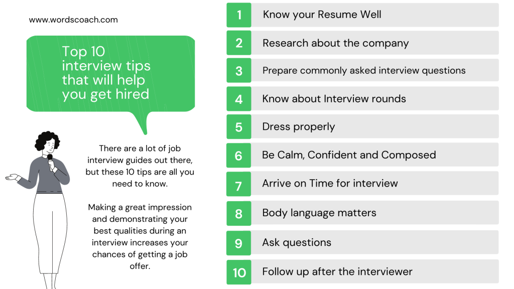 Top 10 interview tips that will help you get hired - wordscoach.com