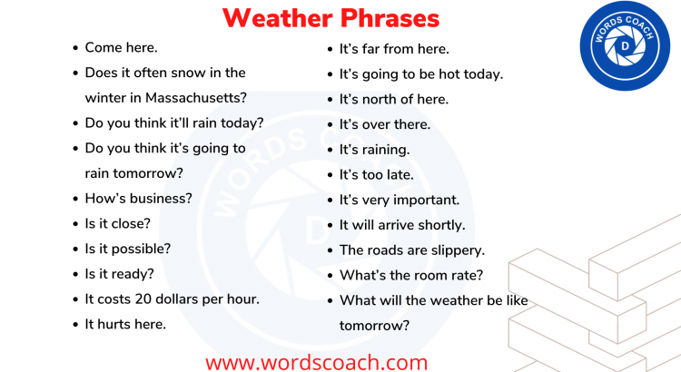 Weather Phrases - wordscoach.com