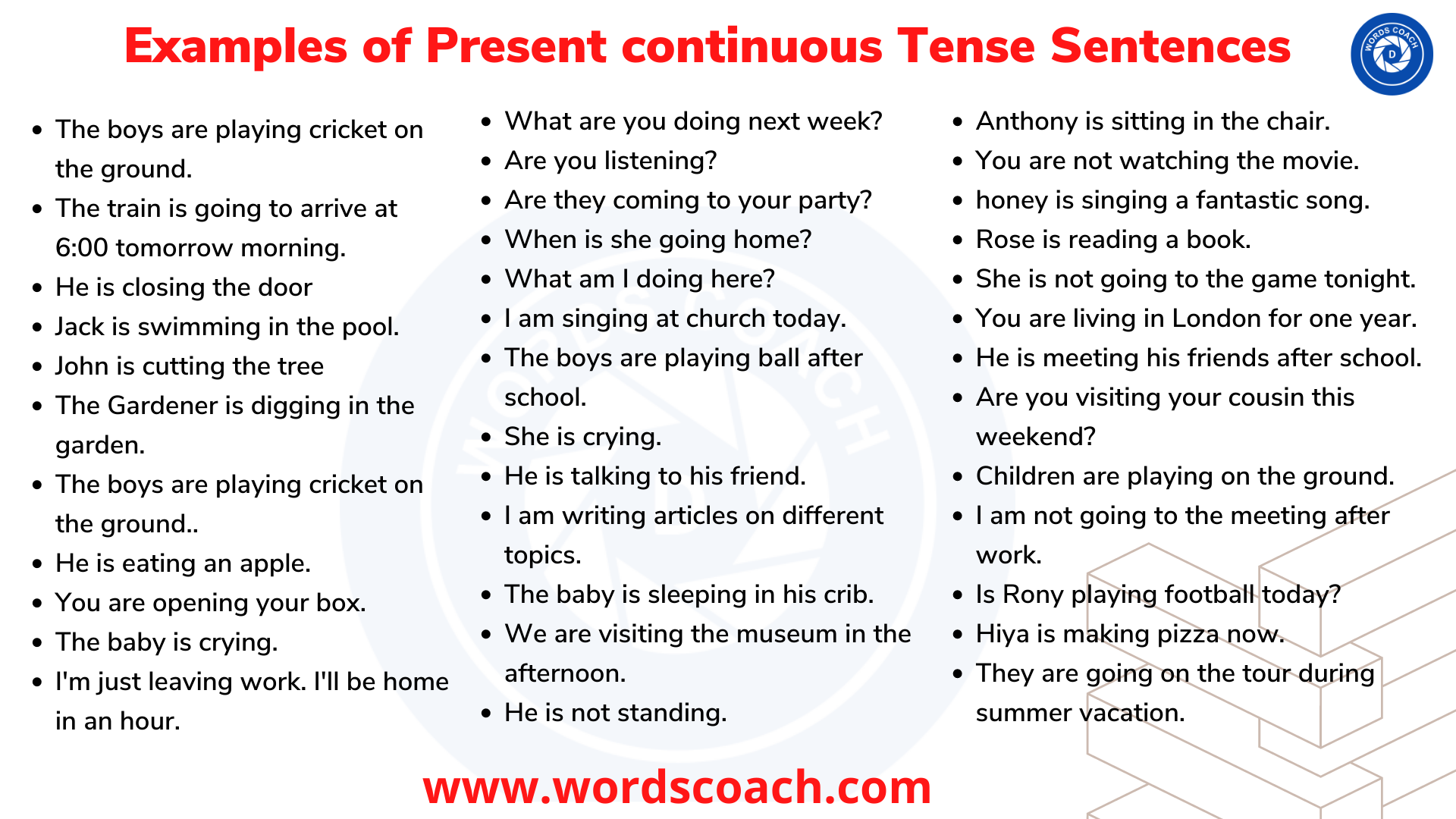 What are you doing now? Present continuous tense 