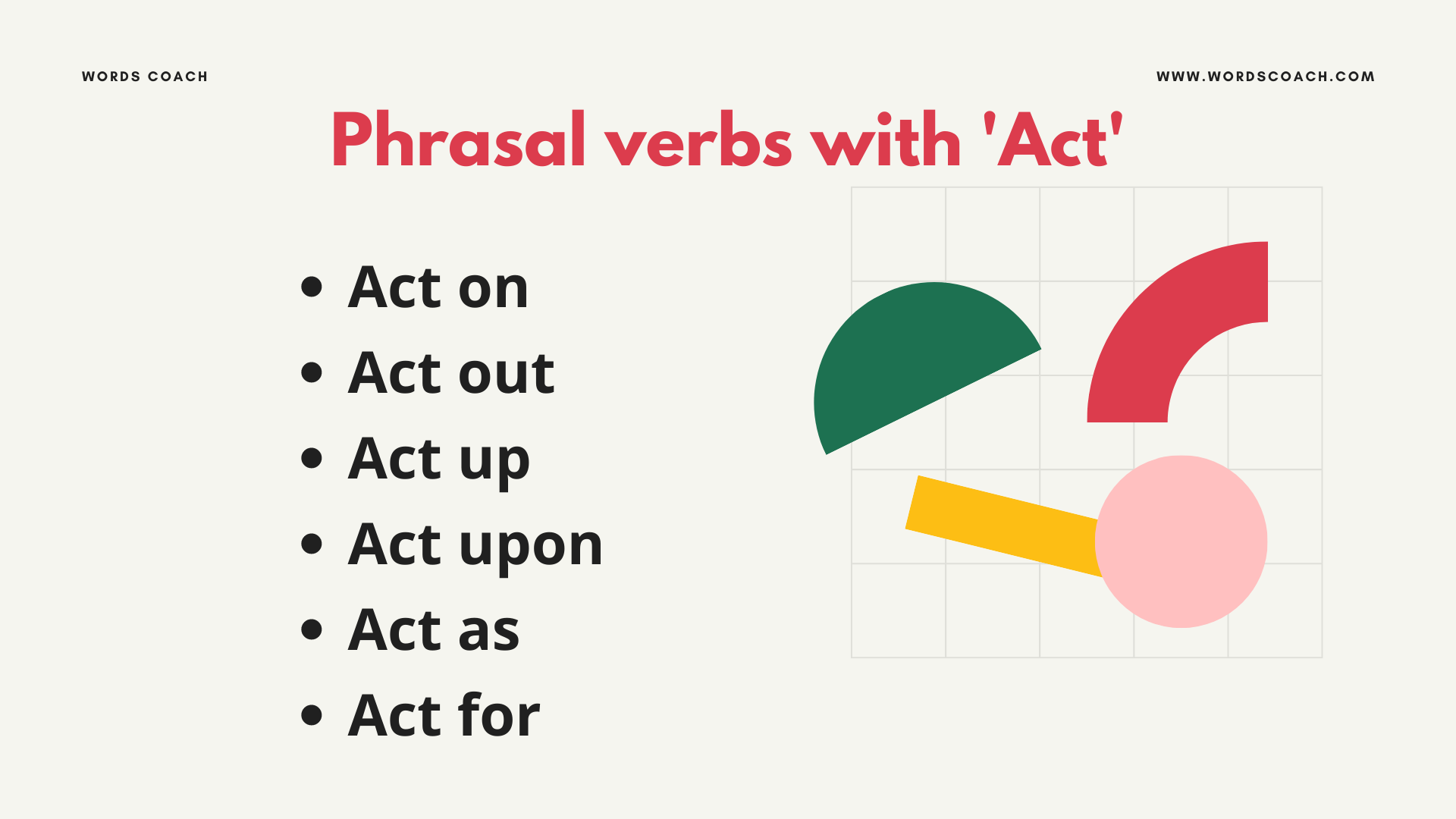 Phrasal verbs with 'Act' - wordscoach.com