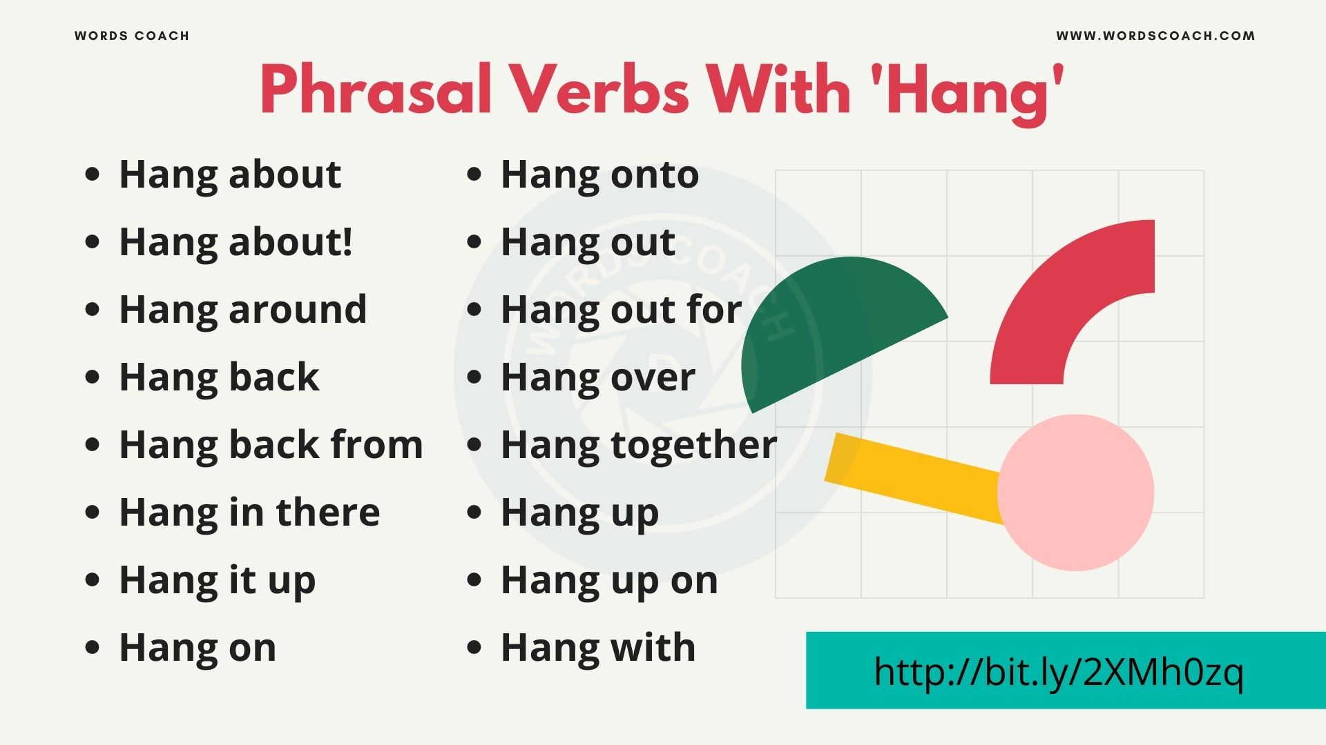 Hang back. Phrasal verbs with hang.