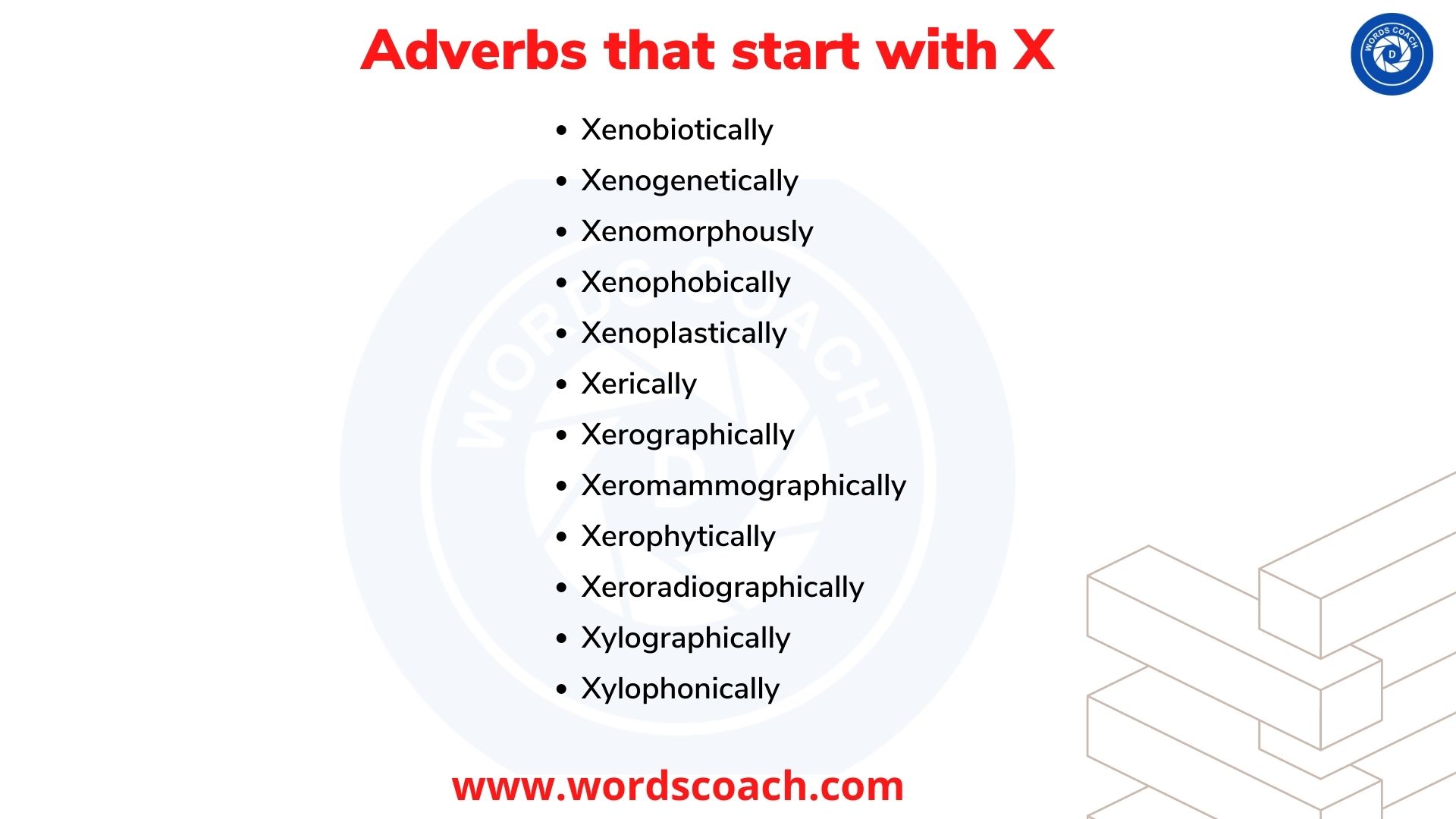 Adverbs that start with X - wordscoach.com