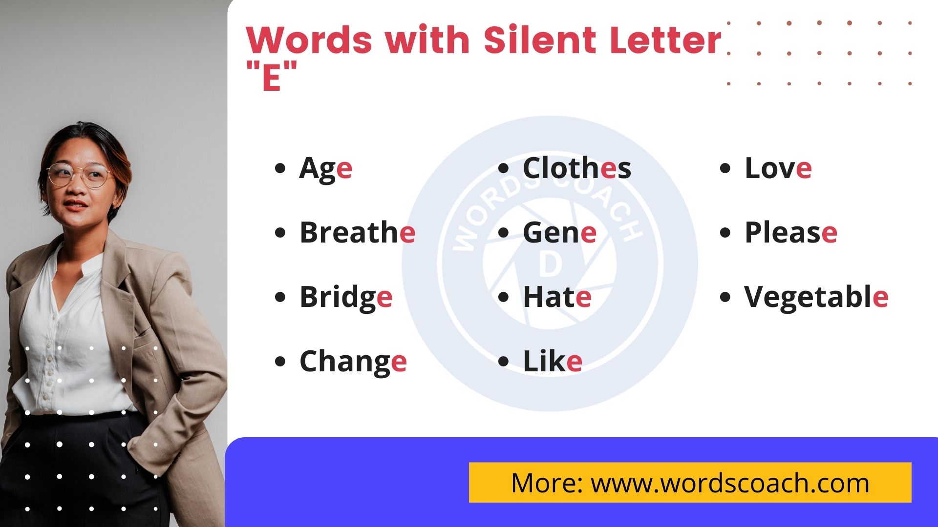 Words with Silent Letter E - wordscoach.com