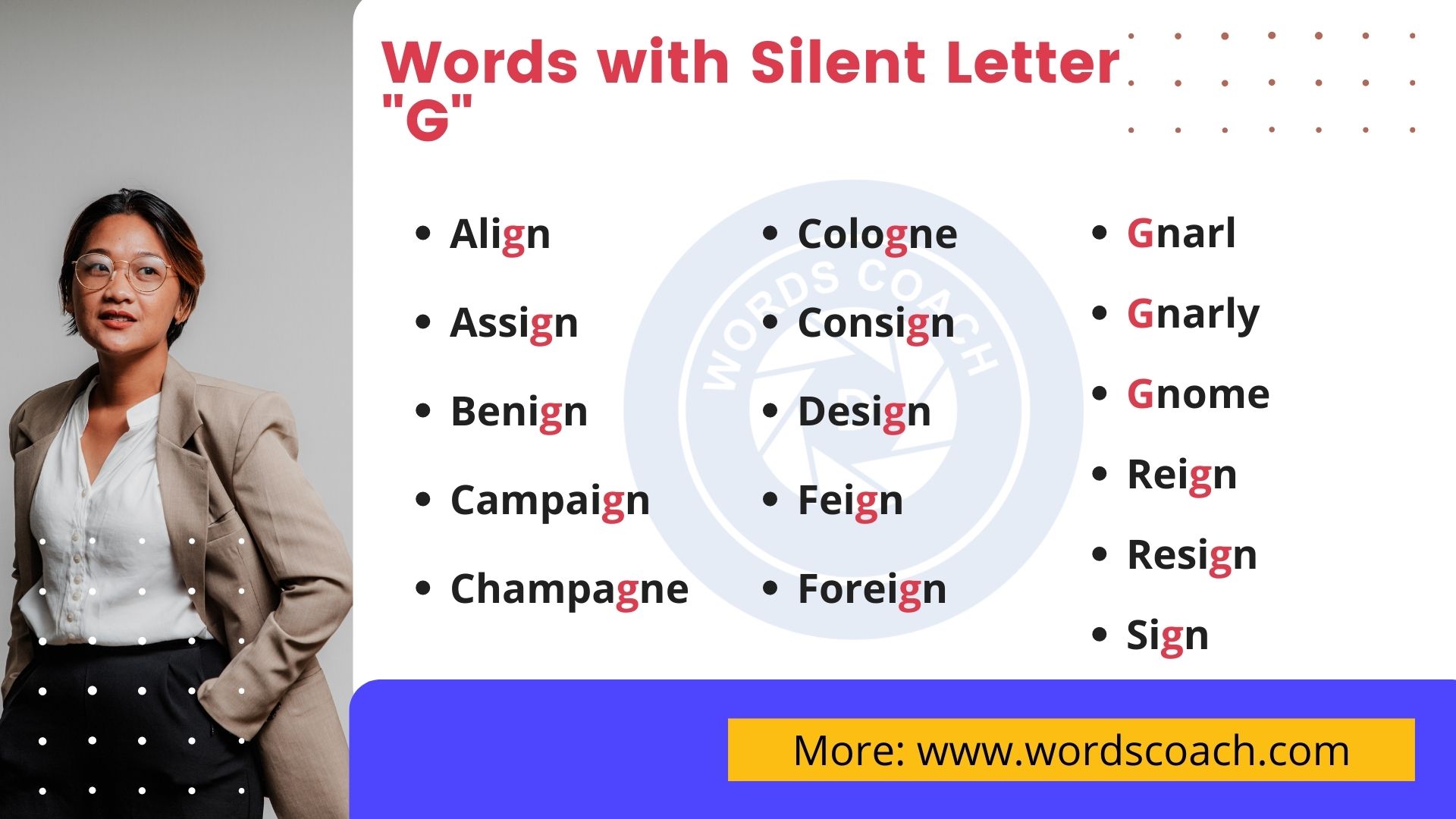 Words with Silent Letter G - wordscoach.com