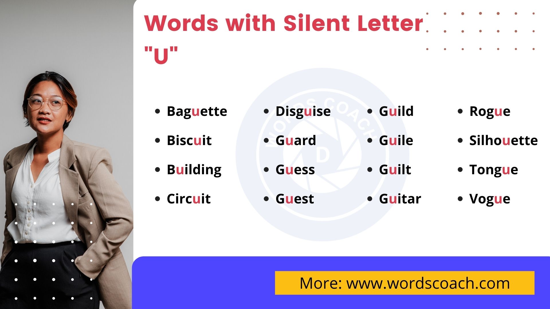 Words with Silent Letter U - wordscoach.com