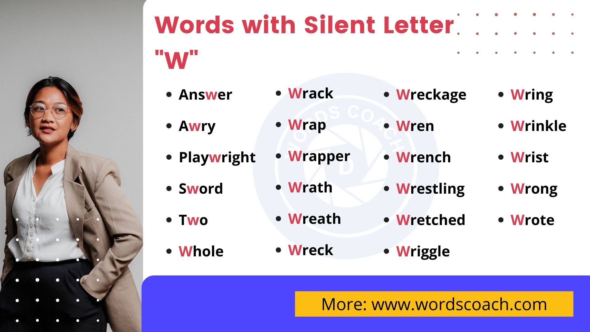 Words with Silent Letter W - wordscoach.com