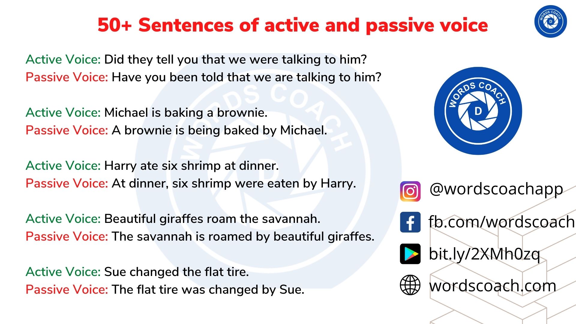 50+ Sentences of active and passive voice - wordscoach.com