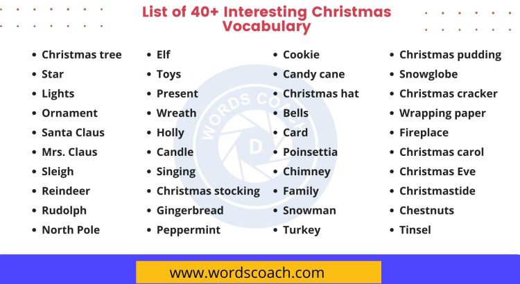 List of 40+ Interesting Christmas Vocabulary - wordscoach.com
