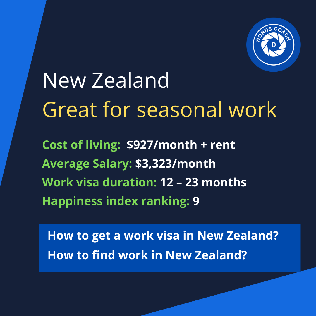 New Zealand – Great for seasonal work - wordscoach.com