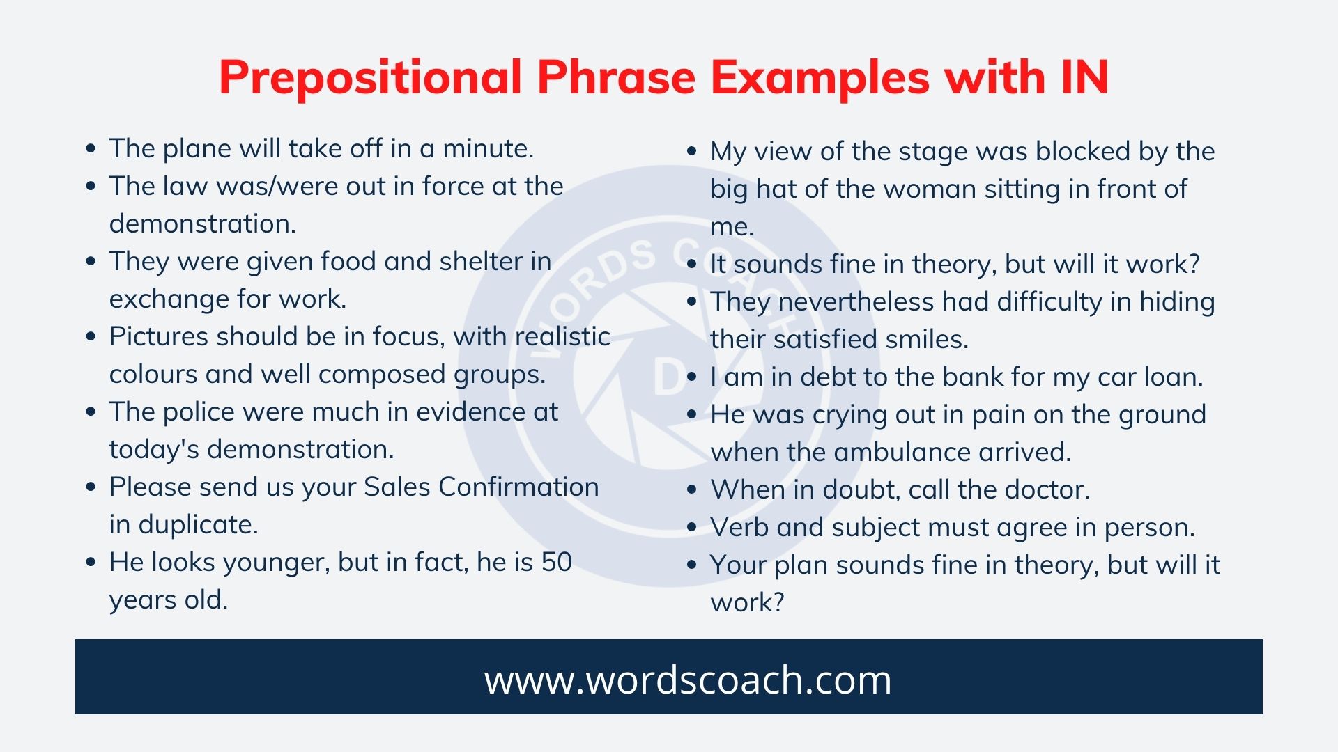 Prepositional Phrase Examples with IN - wordscoach.com