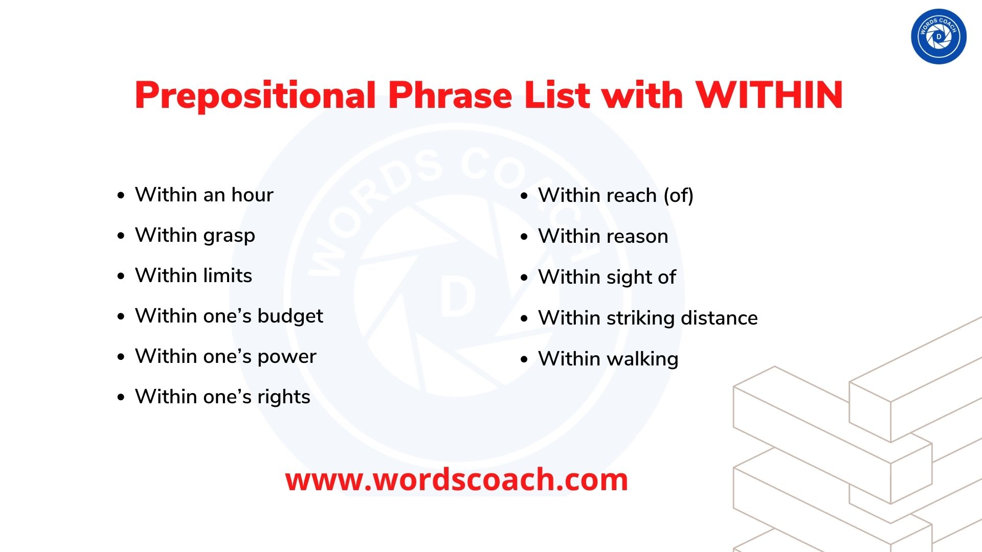 Prepositional Phrase List with WITHIN - wordscoach.com