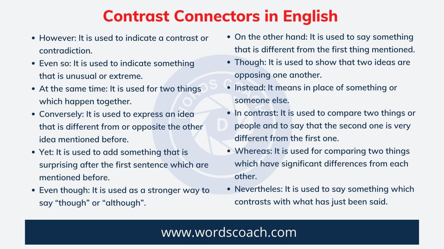 Important Connectors and Examples Word Coach