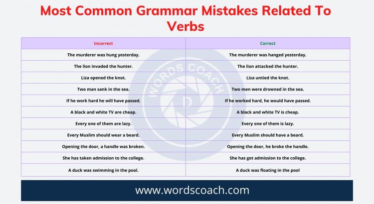 Most Common Grammar Mistakes Related To Verbs - wordscoach.com