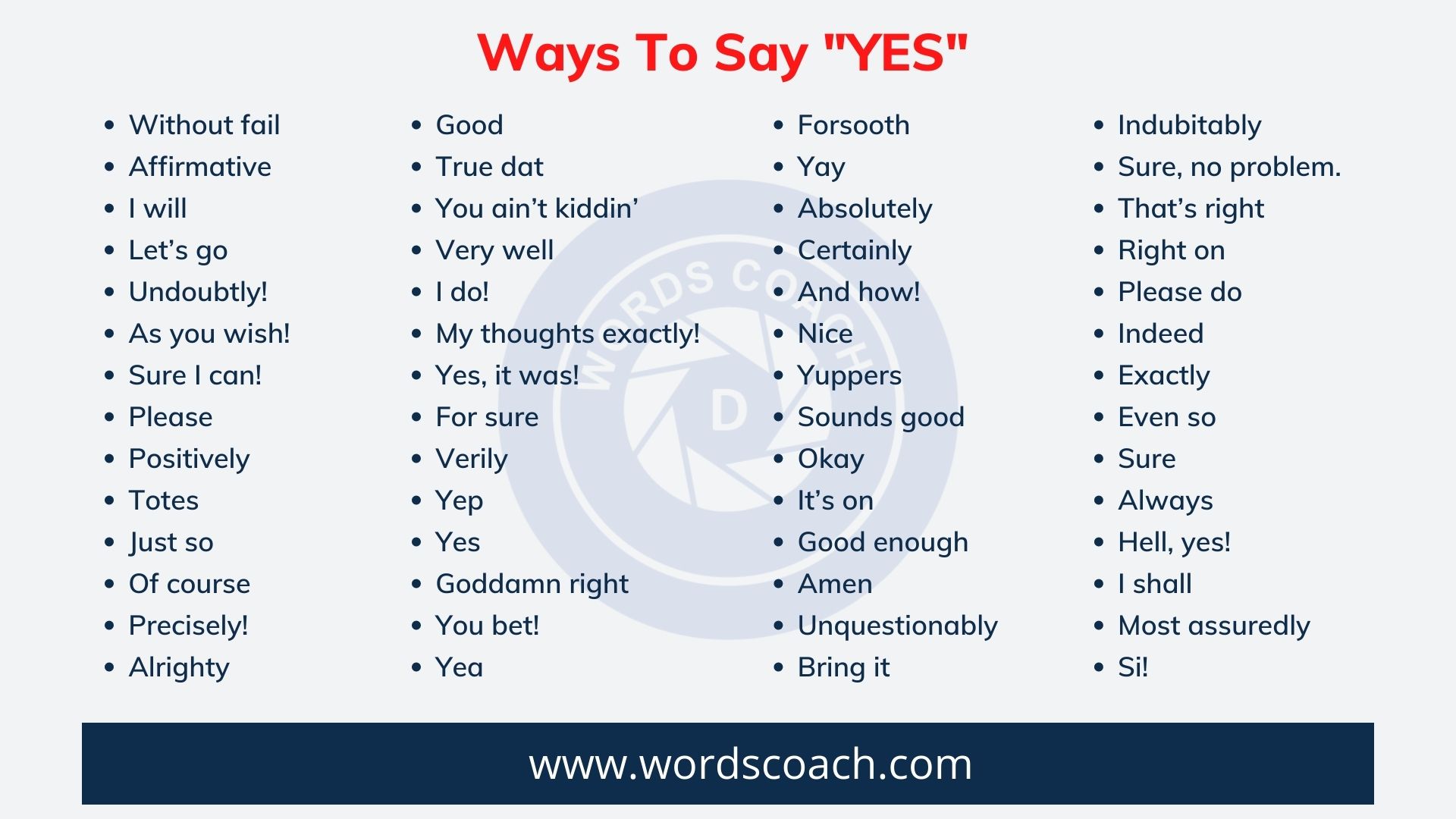 Ways To Say "YES"
