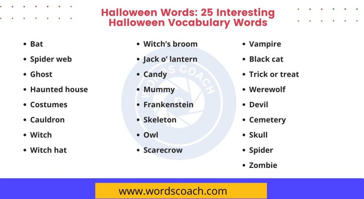 Halloween Words: 25 Interesting Halloween Vocabulary Words - wordscoach.com