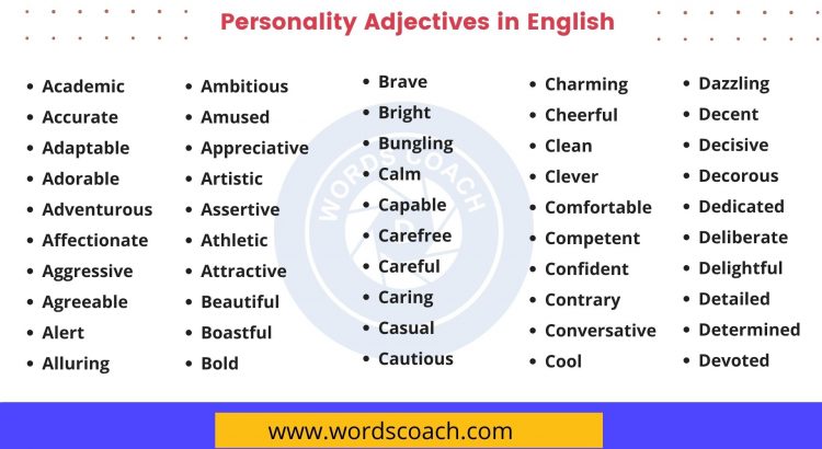 Personality Adjectives in English - wordscoach.com