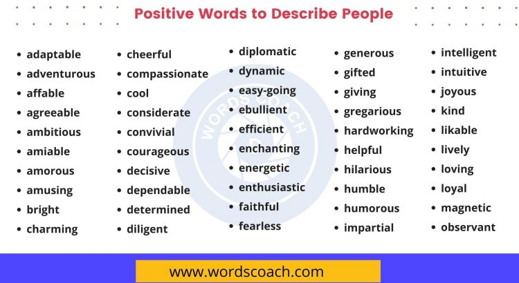 Positive Words to Describe People - wordscoach.com