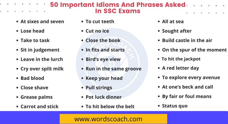 50 Important Idioms And Phrases Asked In SSC Exams - wordscoach.com