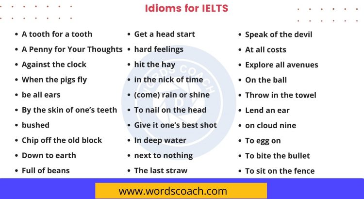 Idioms for IELTS wordscoach.com