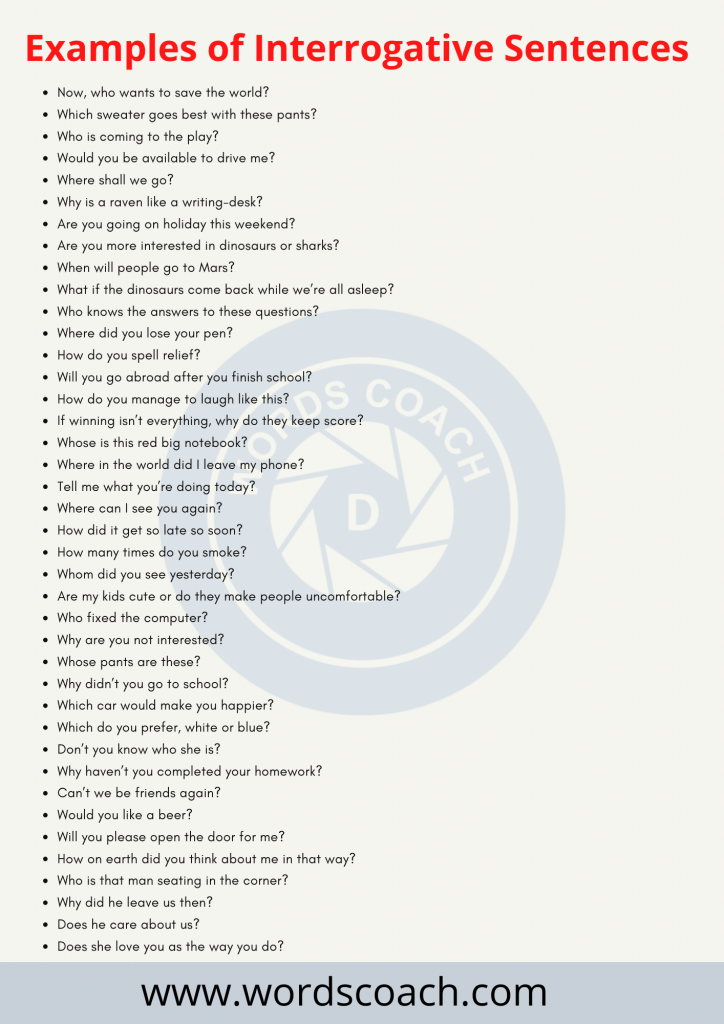40 Examples of Interrogative Sentences - wordscoach.com