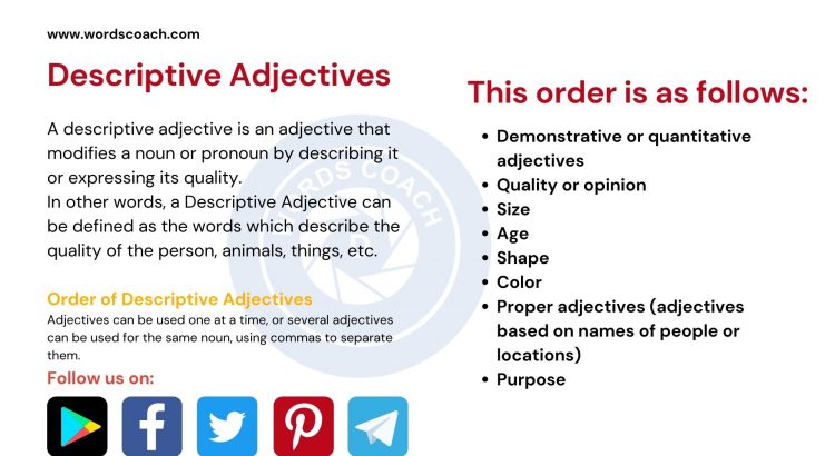 Descriptive Adjectives - www.wordscoach.com