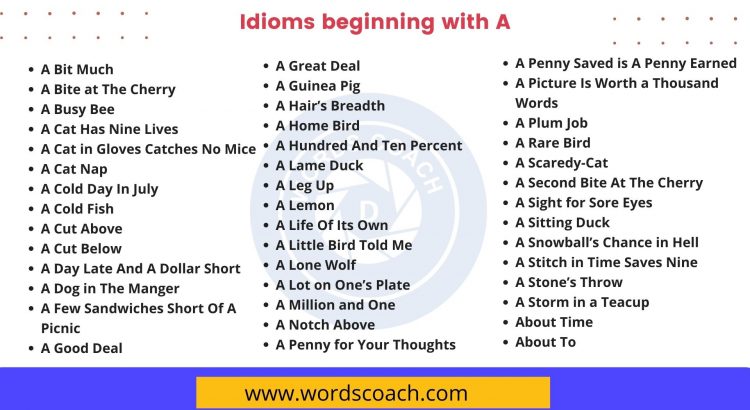 Idioms beginning with A - wordscoach.com