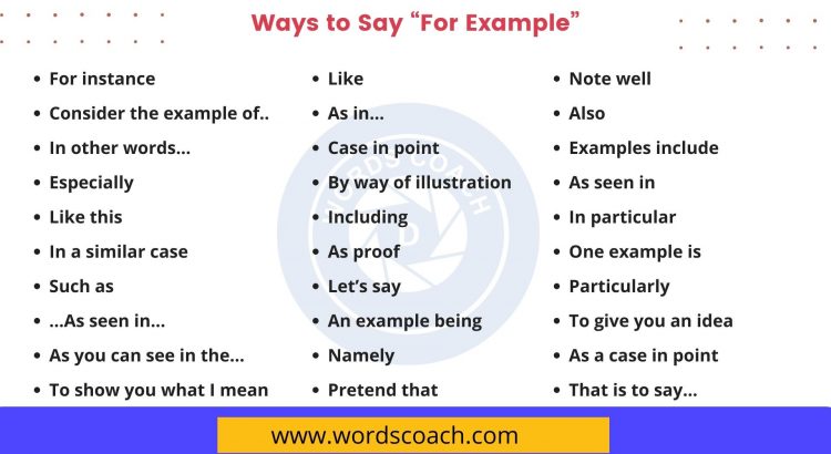 Ways to Say “For Example” - wordscoach.com