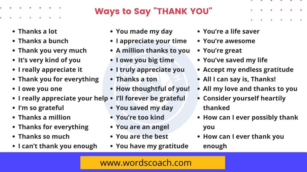 Ways to Say "THANK YOU" - wordscoach.com